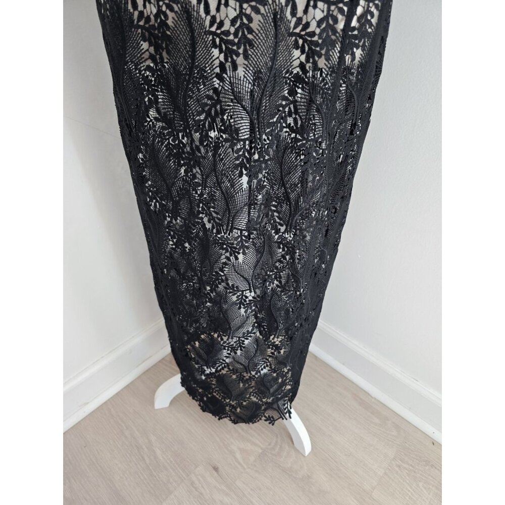 Diane Von Furstenberg Lace Embroidery Overlay Sheer Sheath Dress 8 M Black - Picture 10 of 11